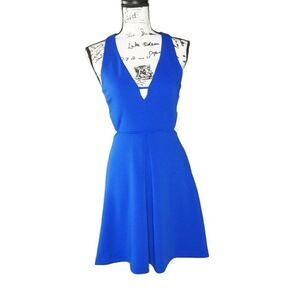 Express Royal Blue Sleevless Flare Mini Cutout Dress, Size 6